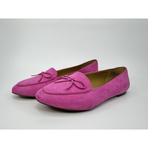 J.CREW Shoes - J Crew Ballet Flat Shoes Womens 9.5 Pink Bow Loafers Slip On Vegan Suede Preppy